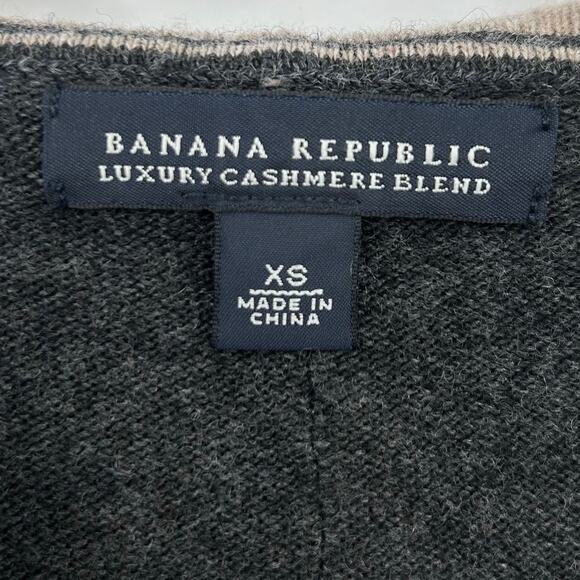 Banana Republic Cashmere Wool Zip Up Hoodie Gray Knit Sweater Jacket Womens XS - Picture 6 of 11